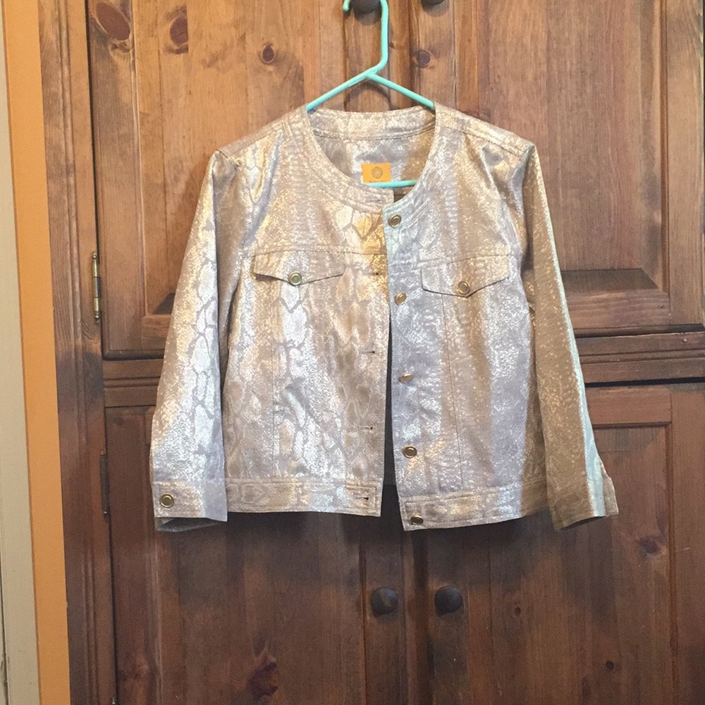 Ruby Rd. Gold Metallic Snake Skin Jacket ๐งฅโจ๐ - Picture 2 of 16